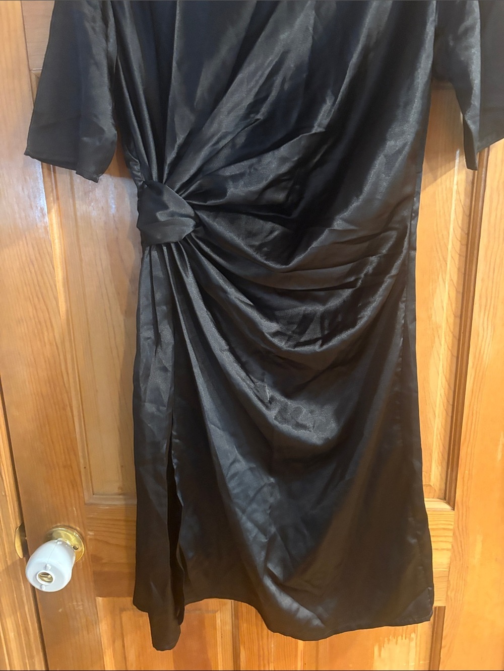 Knot-Front Black Midi Dress by - Picture 3 of 3
